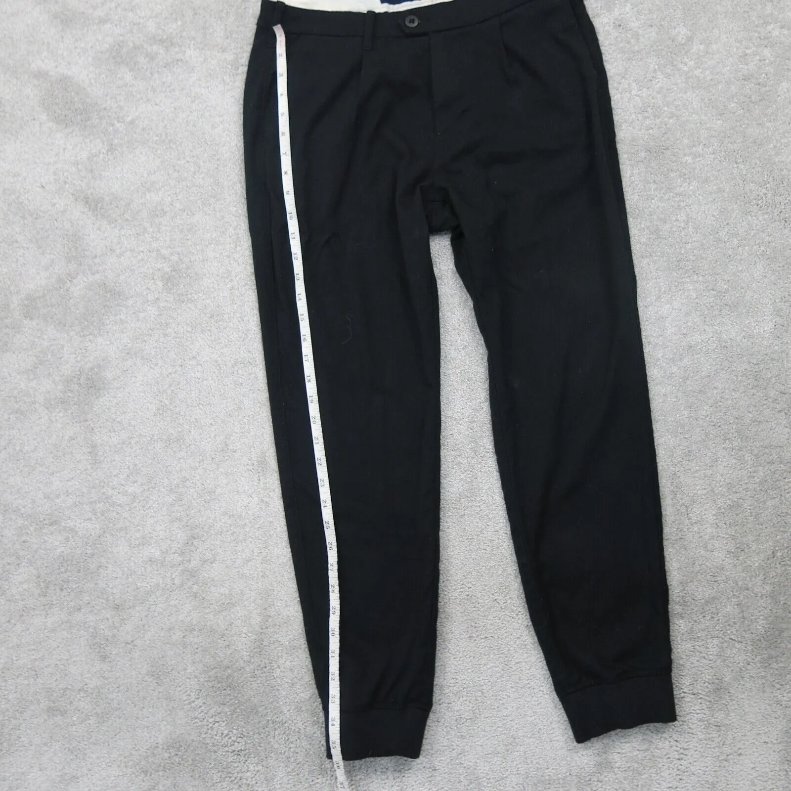 Abercrombie & Fitch Mens Stretch Jogger Pants Mid Rise Belted Waist Black Sz 30