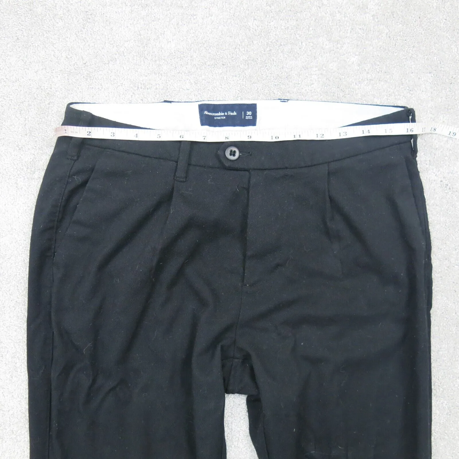 Abercrombie & Fitch Mens Stretch Jogger Pants Mid Rise Belted Waist Black Sz 30