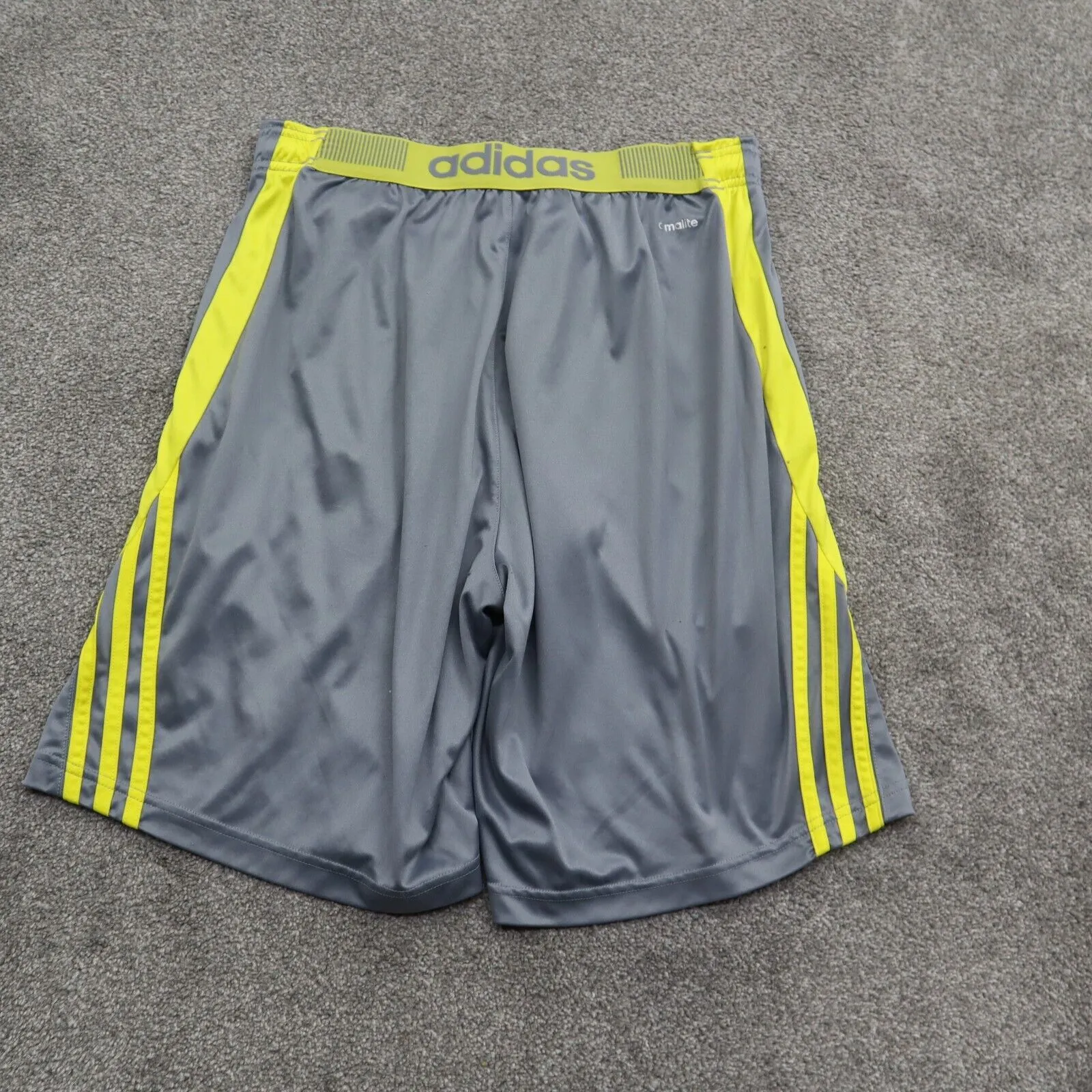 Adidas Climalite Mens Activewear Shorts Elastic Waist 3 Striped Gray Size W29