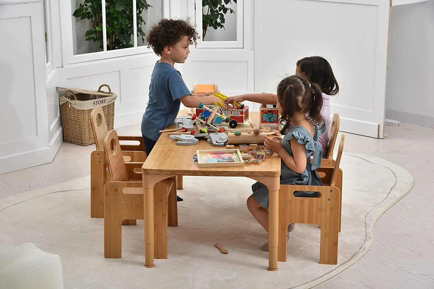 Avenlur Adrian - Bamboo Toddler Table and Chair 5 Piece Set