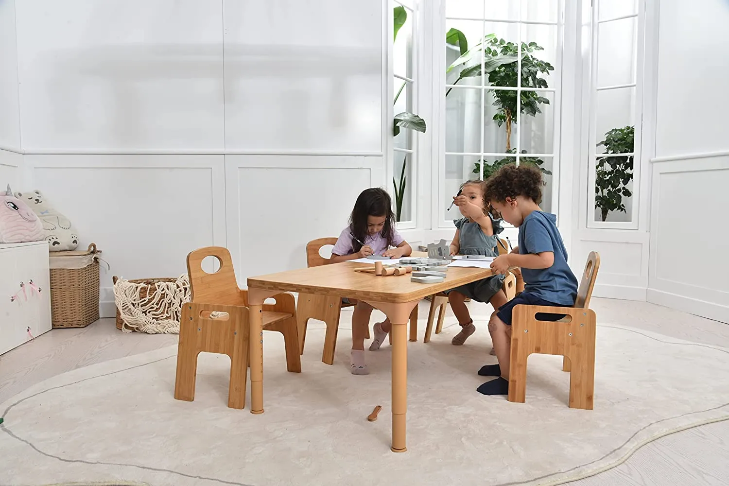 Avenlur Adrian - Bamboo Toddler Table and Chair 5 Piece Set