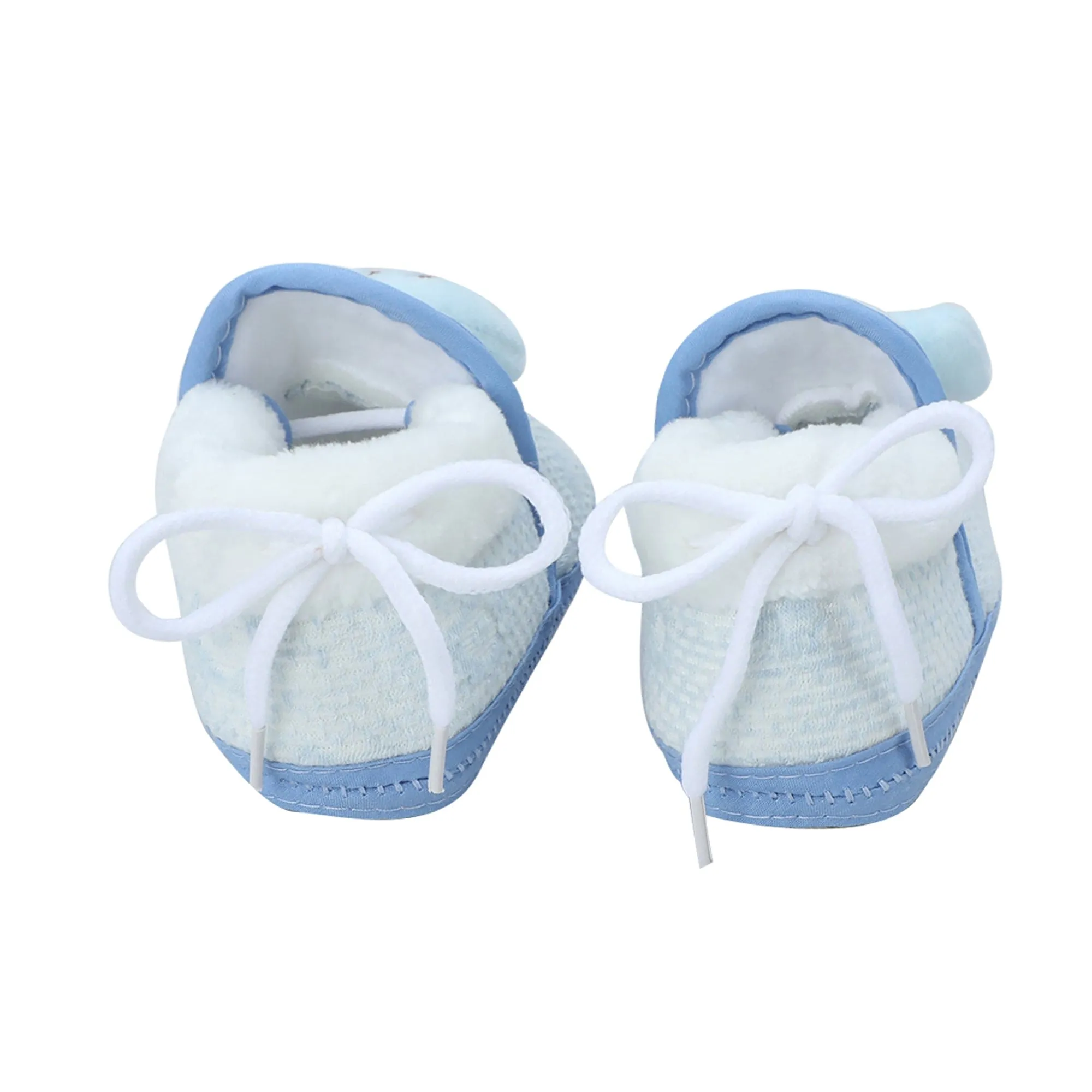 Baby Moo 3D Fish Soft Slip-On Anti-Skid Plush Warm Booties - Blue