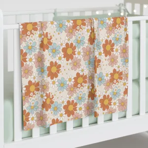 Baby Swaddle Blanket, Retro Flower, Baby Swaddle, Baby Shower gift