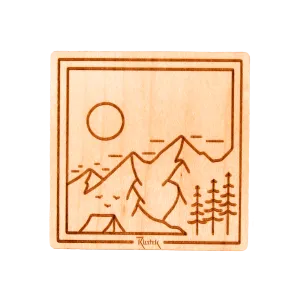 Base Camp Square Wood Sticker