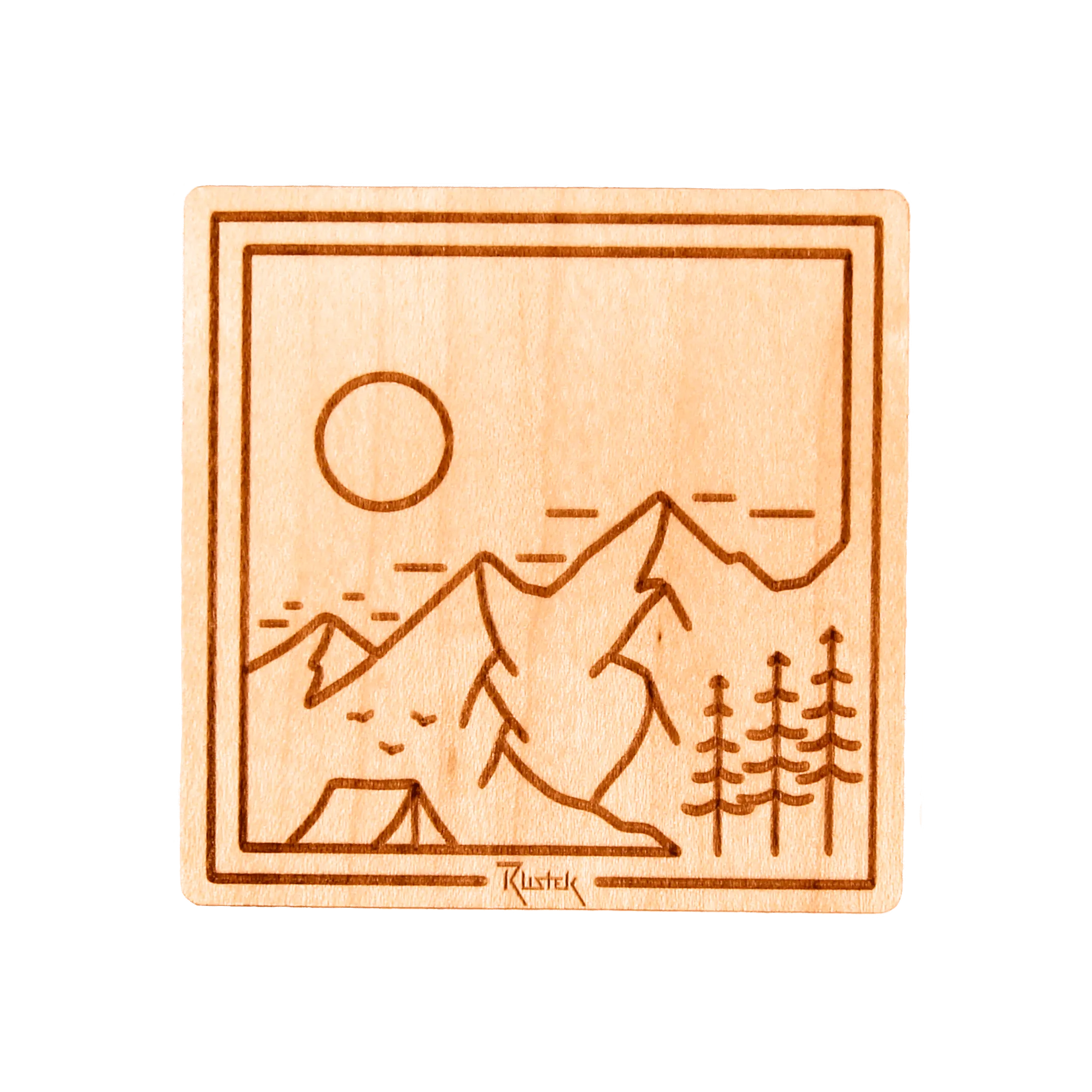 Base Camp Square Wood Sticker