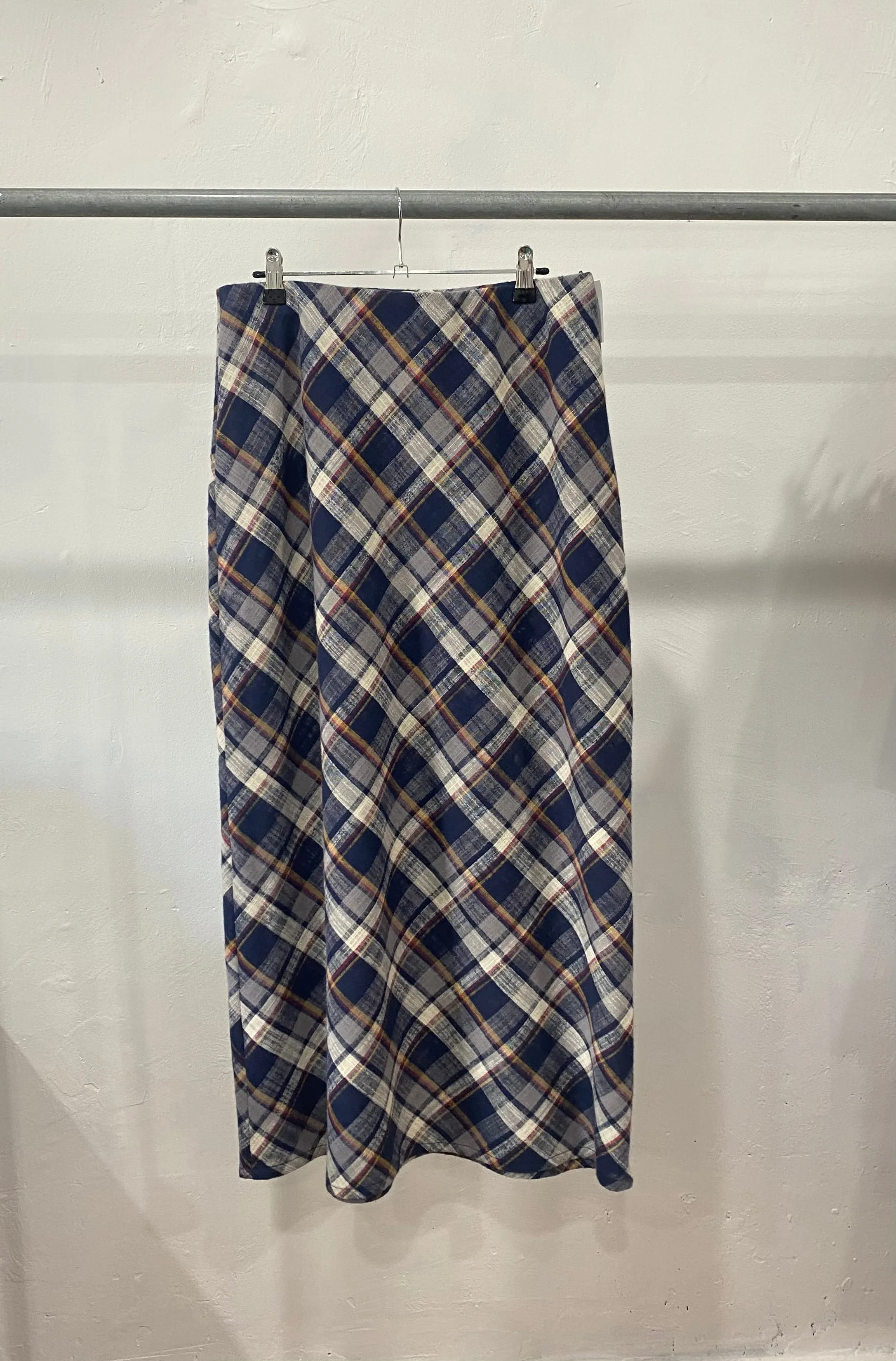 Bias Florence Skirt in Navy Plaid by Papa Clothing