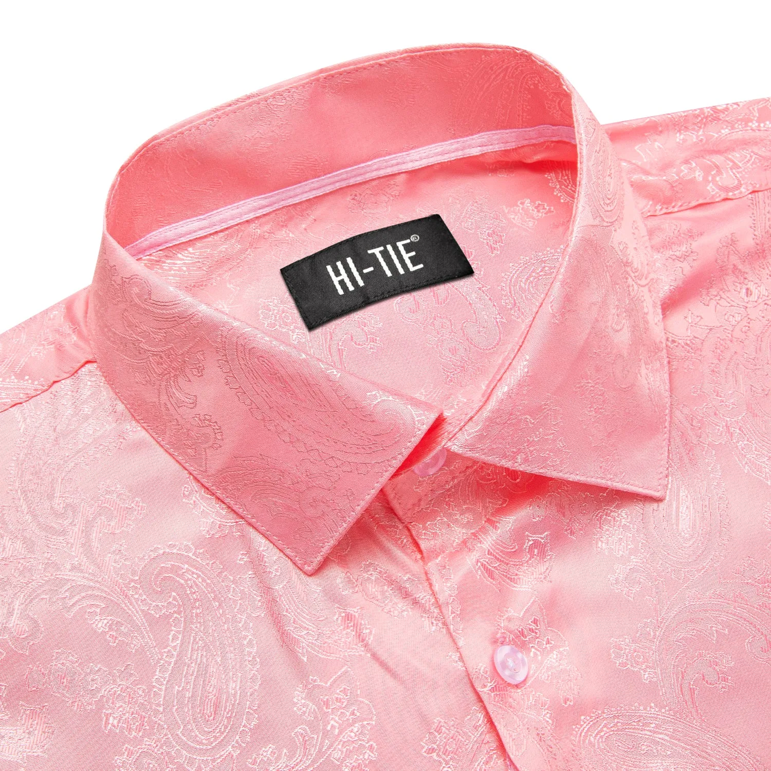 Blush Pink Men Long Sleeve Paisley Shirt