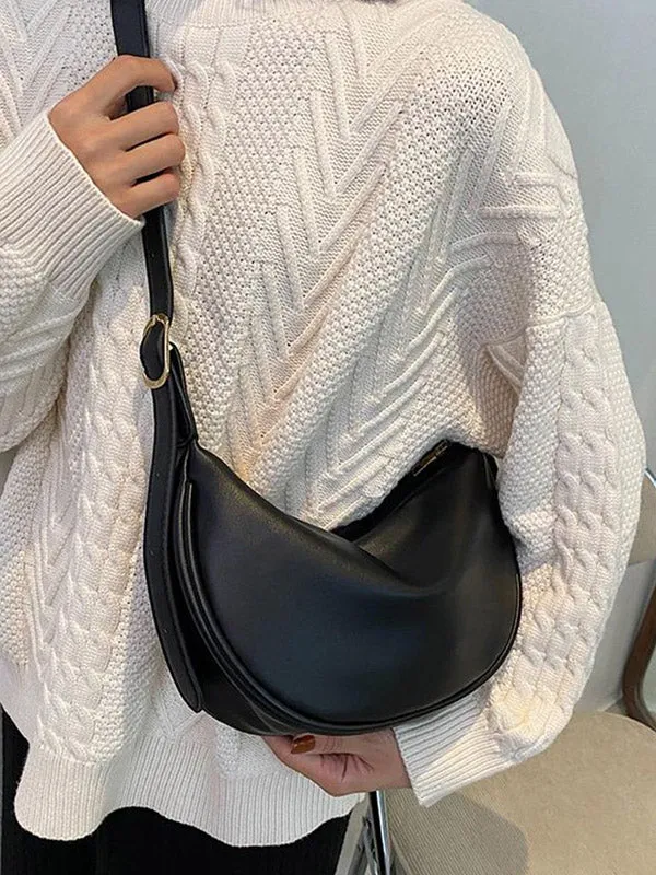 Buckle Geometric Solid Color Zipper Crossbody Bags