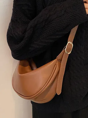 Buckle Geometric Solid Color Zipper Crossbody Bags