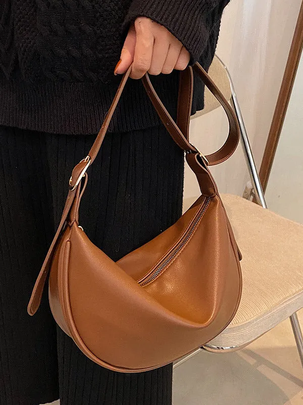 Buckle Geometric Solid Color Zipper Crossbody Bags