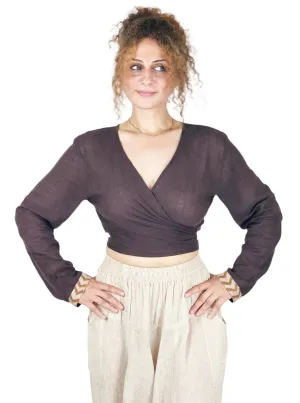 Cacao Long Sleeve Wrap Top