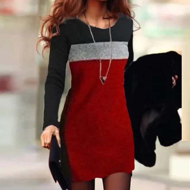 Chic Tiered Pattern Long Sleeve Mini Dress