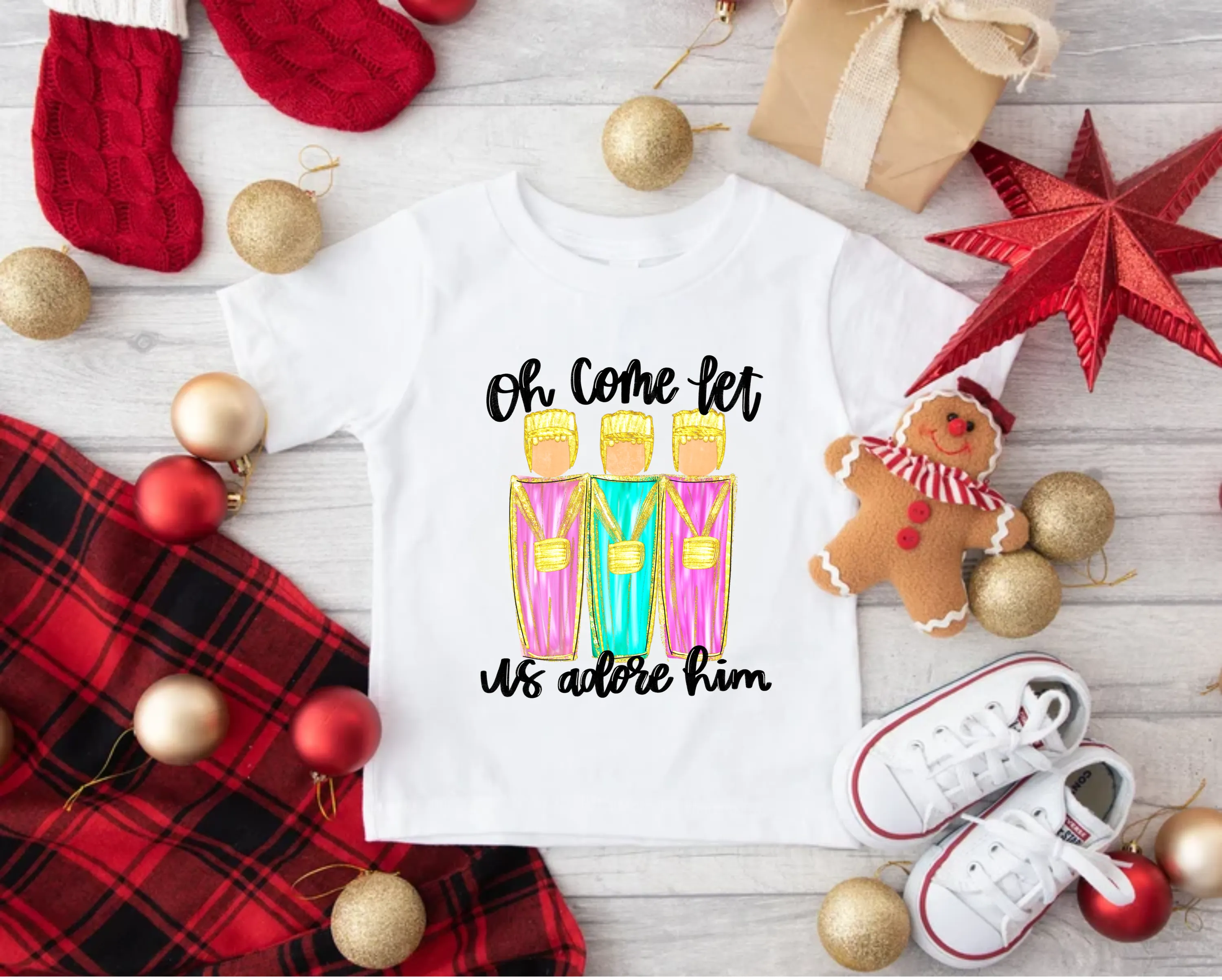 Christmas Wise Men "O Come Let Us Adore Him" Shirt for Kids