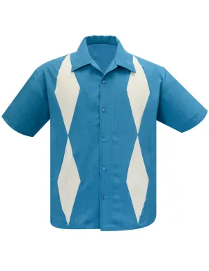 Diamond Duo Bowling Shirt in Pacific/Stone