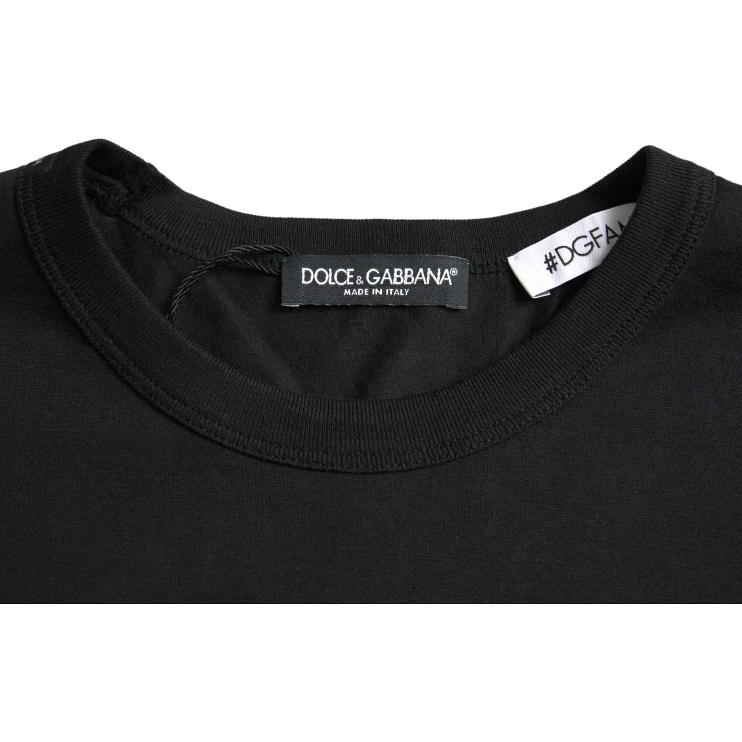 Dolce & Gabbana Black #DGFamily Cotton Crew Neck T-shirt