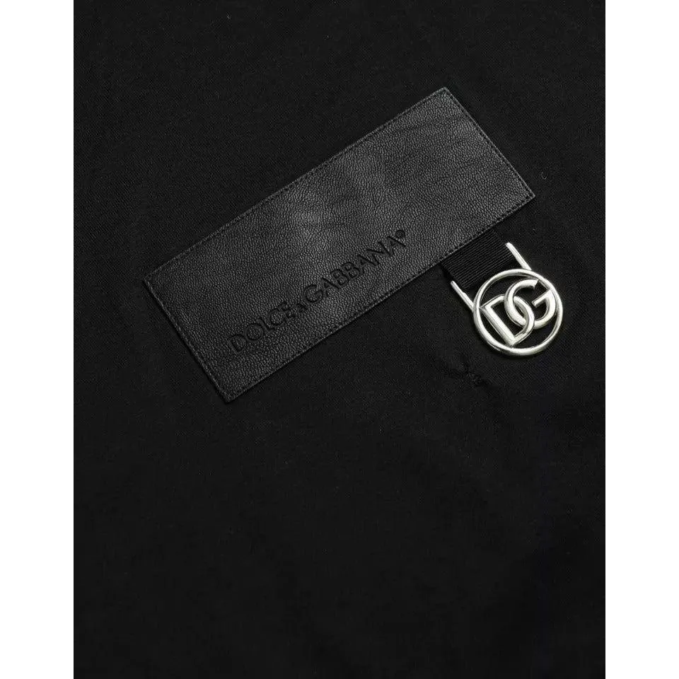 Dolce & Gabbana Black Logo Patch Cotton Crew Neck T-shirt