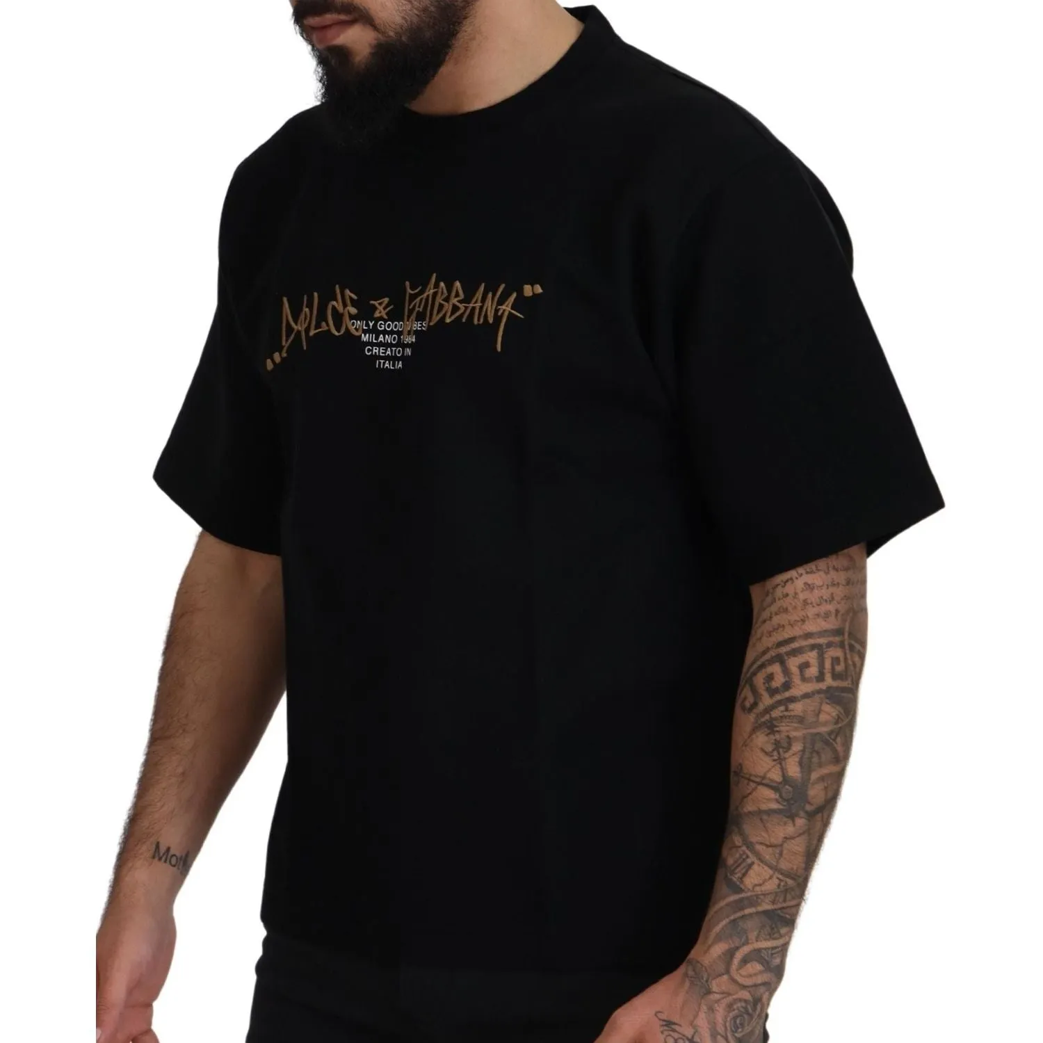 Dolce & Gabbana Elegant Black Cotton Blend Crewneck T-Shirt