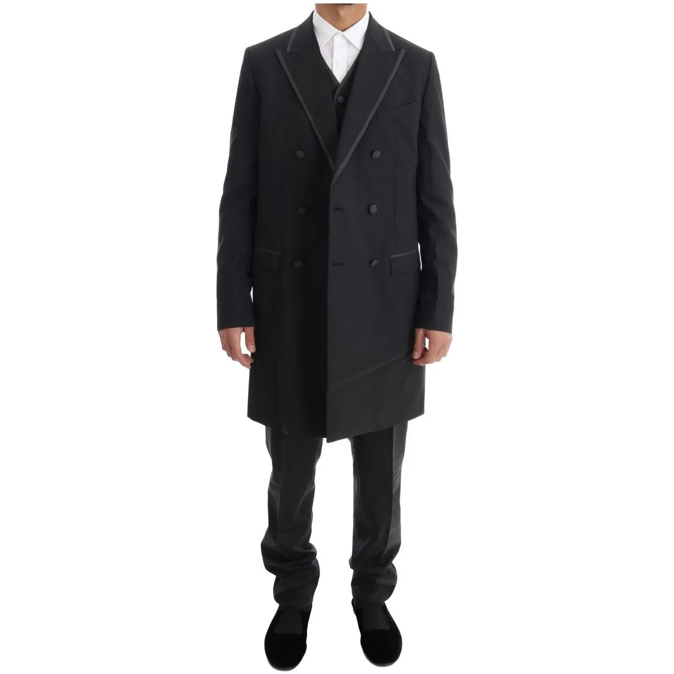 Dolce & Gabbana Elegant Gray Double Breasted Wool Suit