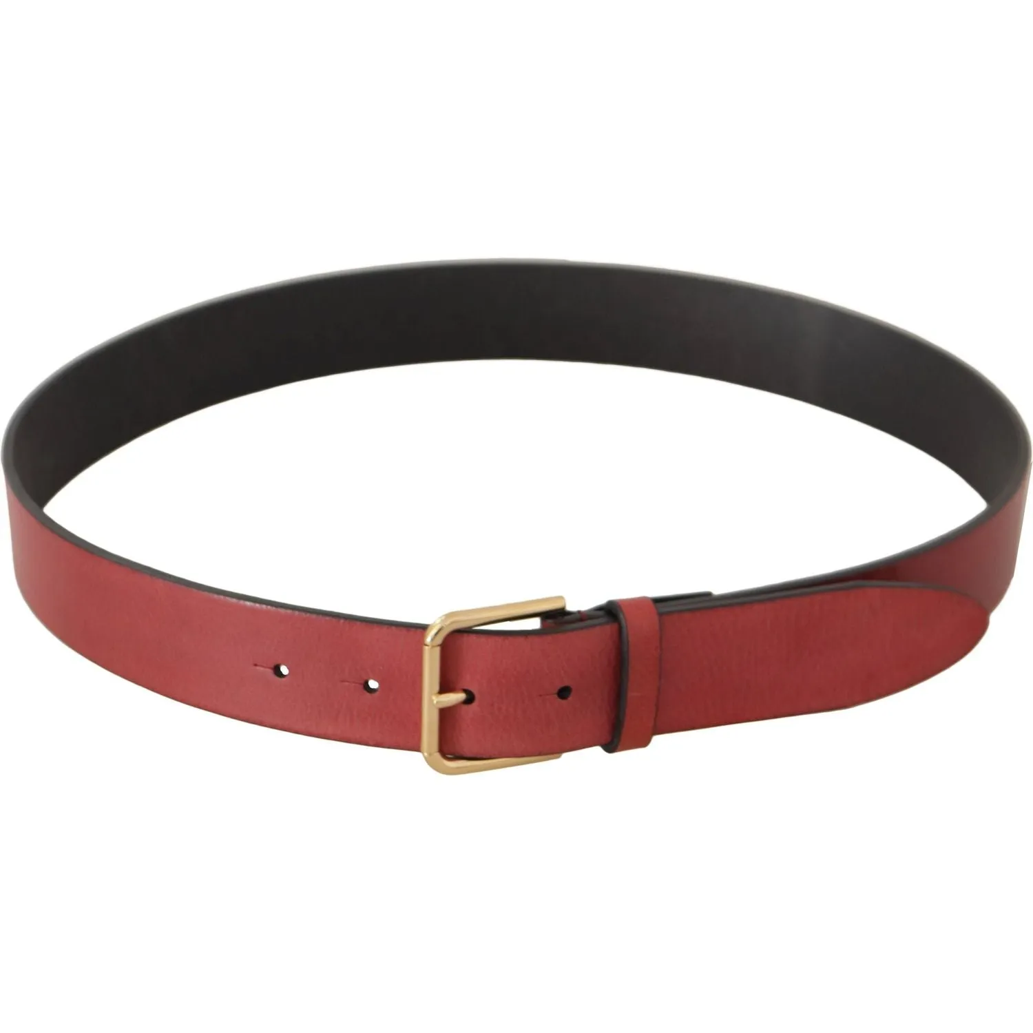 Dolce & Gabbana Elegant Red Leather Belt with Engraved Buckle