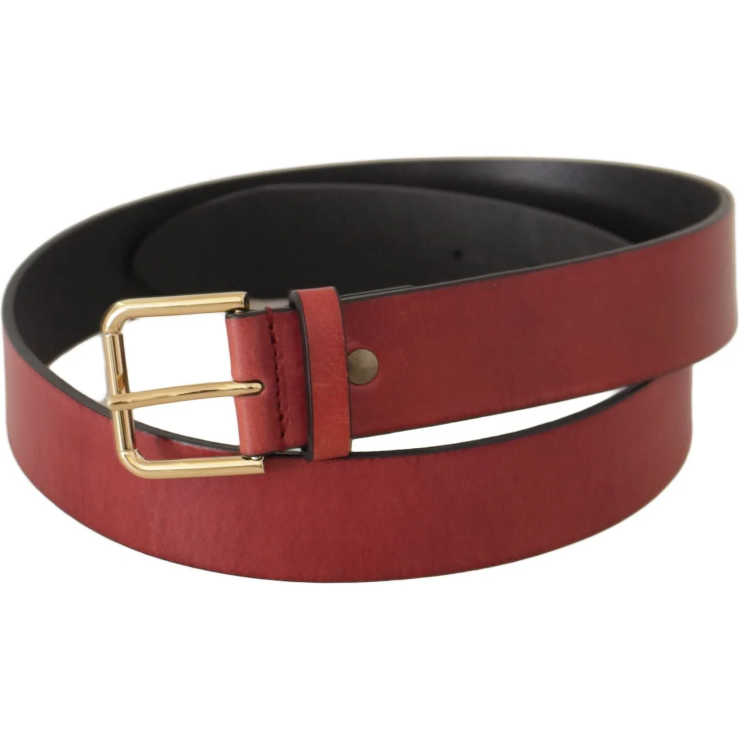 Dolce & Gabbana Elegant Red Leather Belt with Engraved Buckle