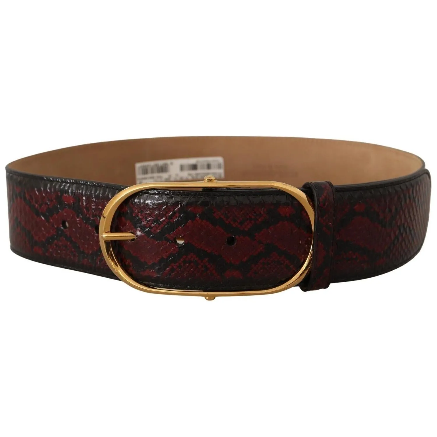 Dolce & Gabbana Elegant Red Python Leather Belt with Gold Buckle