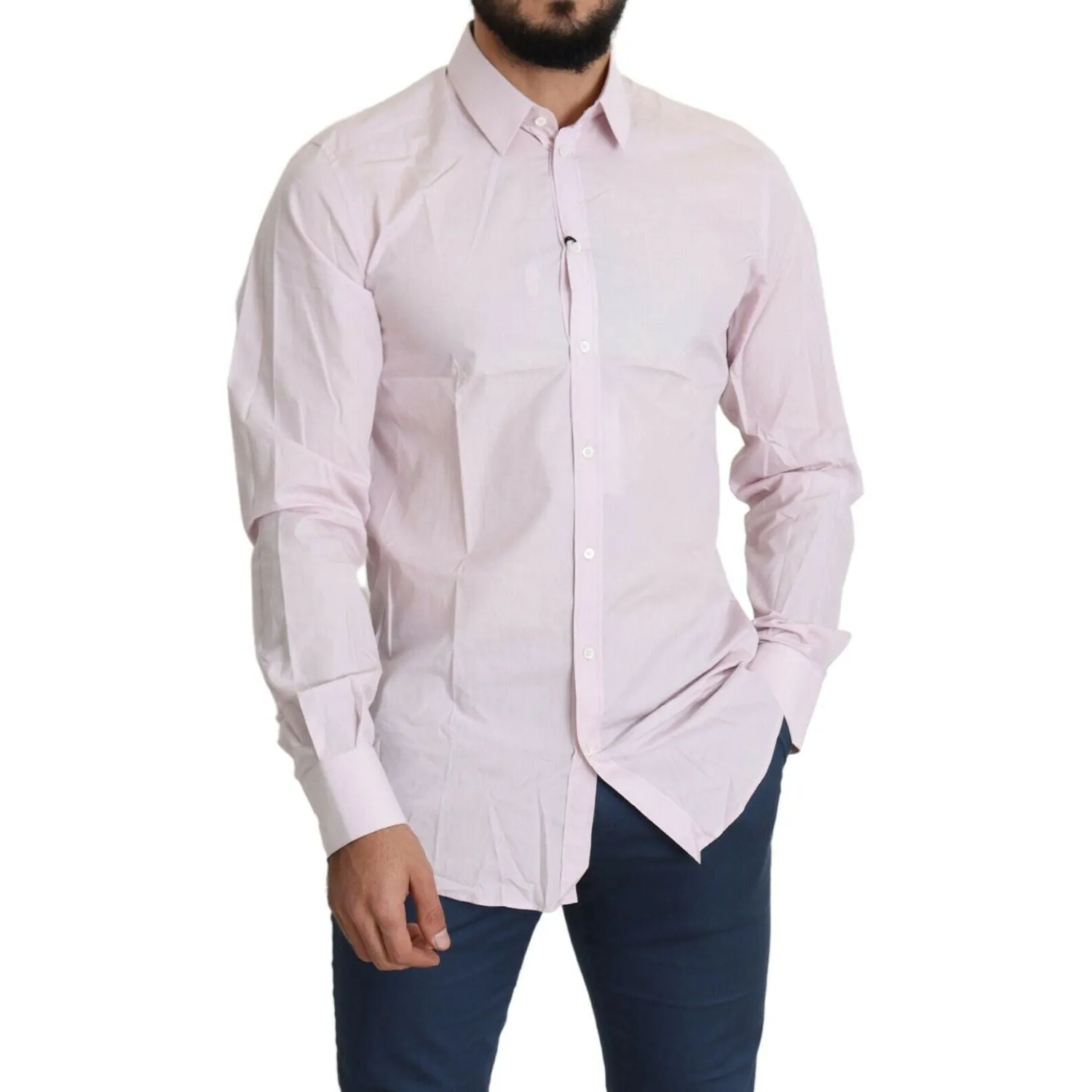 Dolce & Gabbana Elegant Slim Fit Pink Dress Shirt