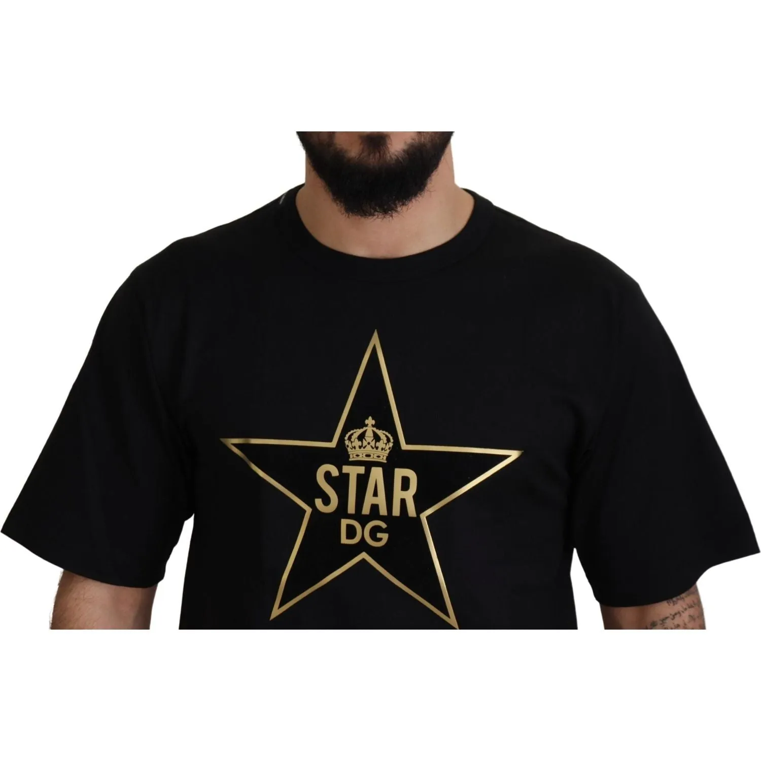 Dolce & Gabbana Gold Star DG Emblem Crewneck Tee