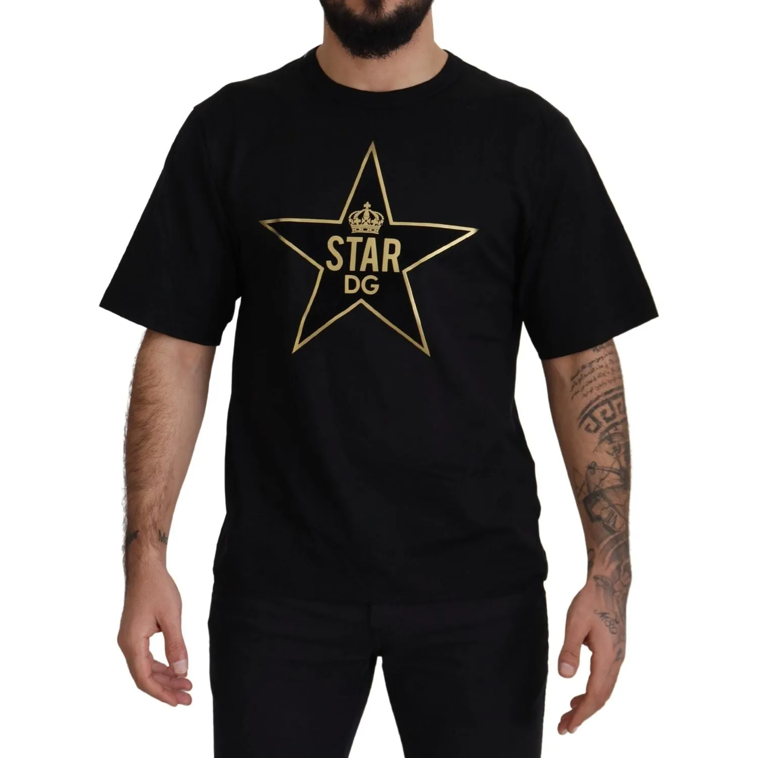 Dolce & Gabbana Gold Star DG Emblem Crewneck Tee