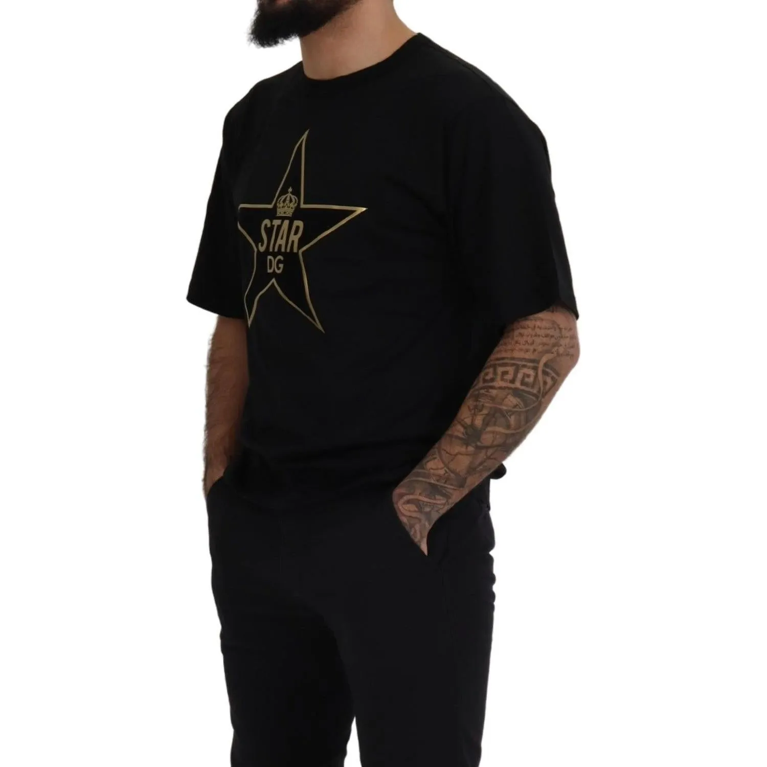 Dolce & Gabbana Gold Star DG Emblem Crewneck Tee