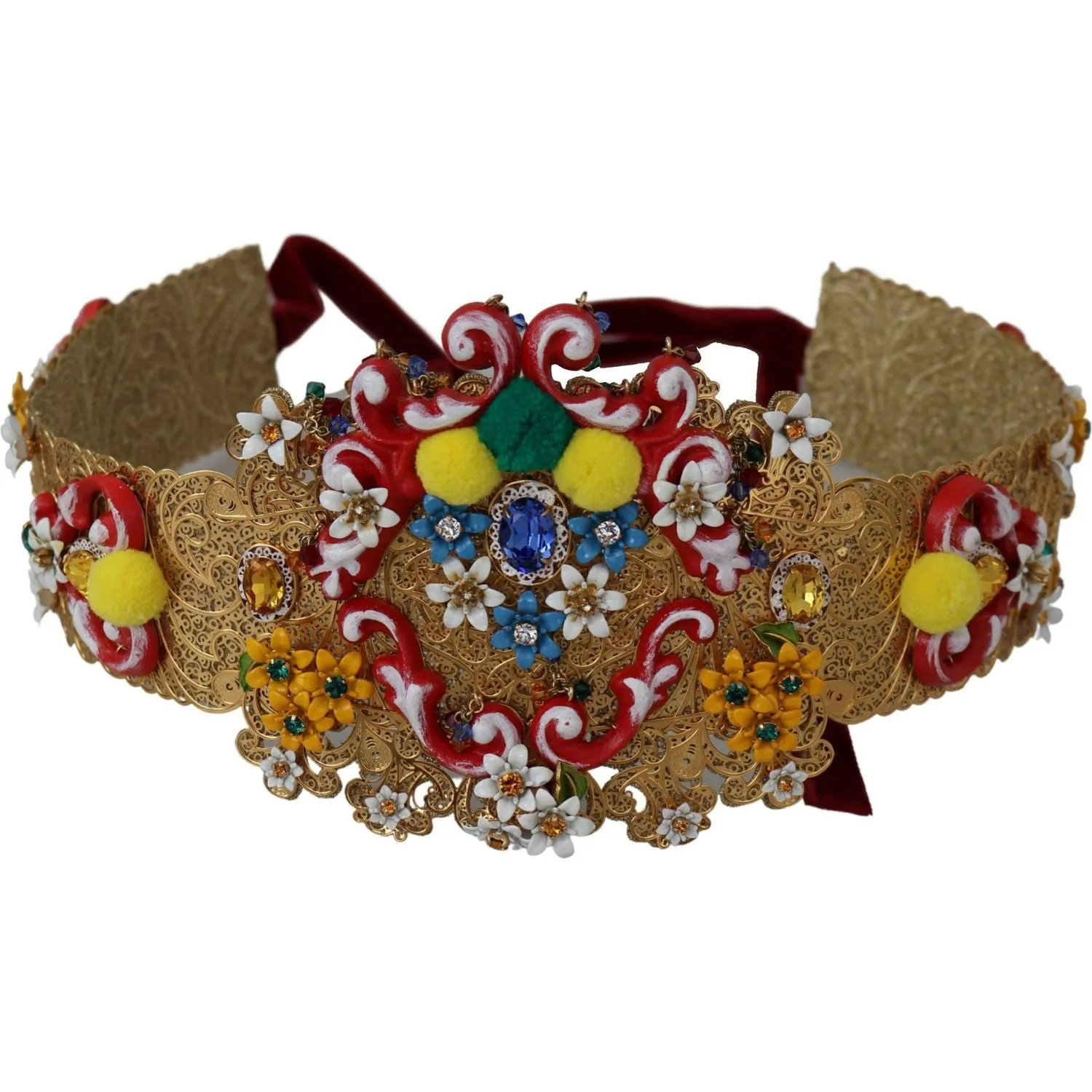 Dolce & Gabbana Gold-Tone Floral Crystal Waist Belt