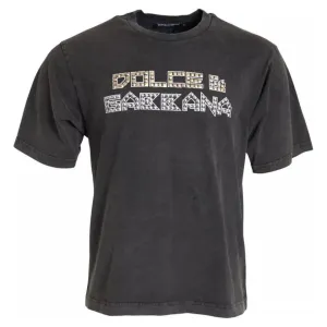 Dolce & Gabbana Gray Logo Embellished Cotton Short Sleeves T-shirt