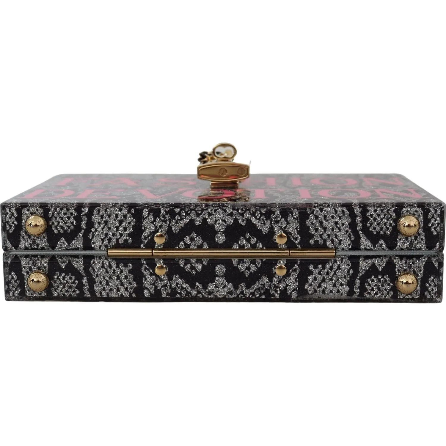 Dolce & Gabbana Gray Resin Dolce Box Clutch with Gold Details