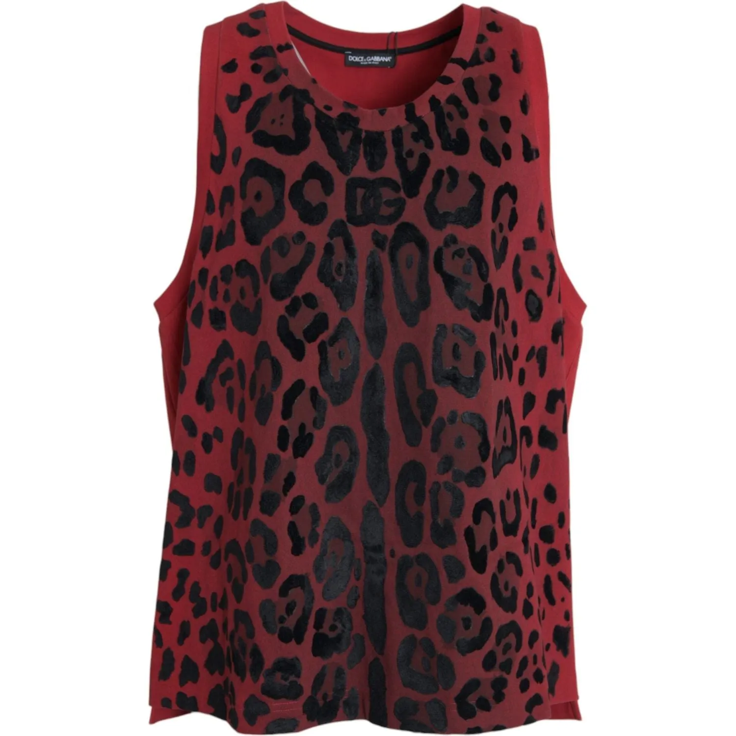 Dolce & Gabbana Red Leopard Print Sleeveless Tank T-shirt