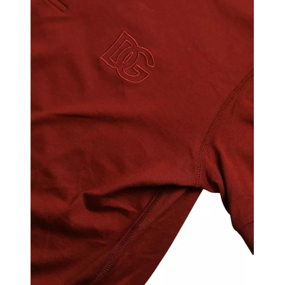 Dolce & Gabbana Red Logo Collared Short Sleeve Men T-shirt