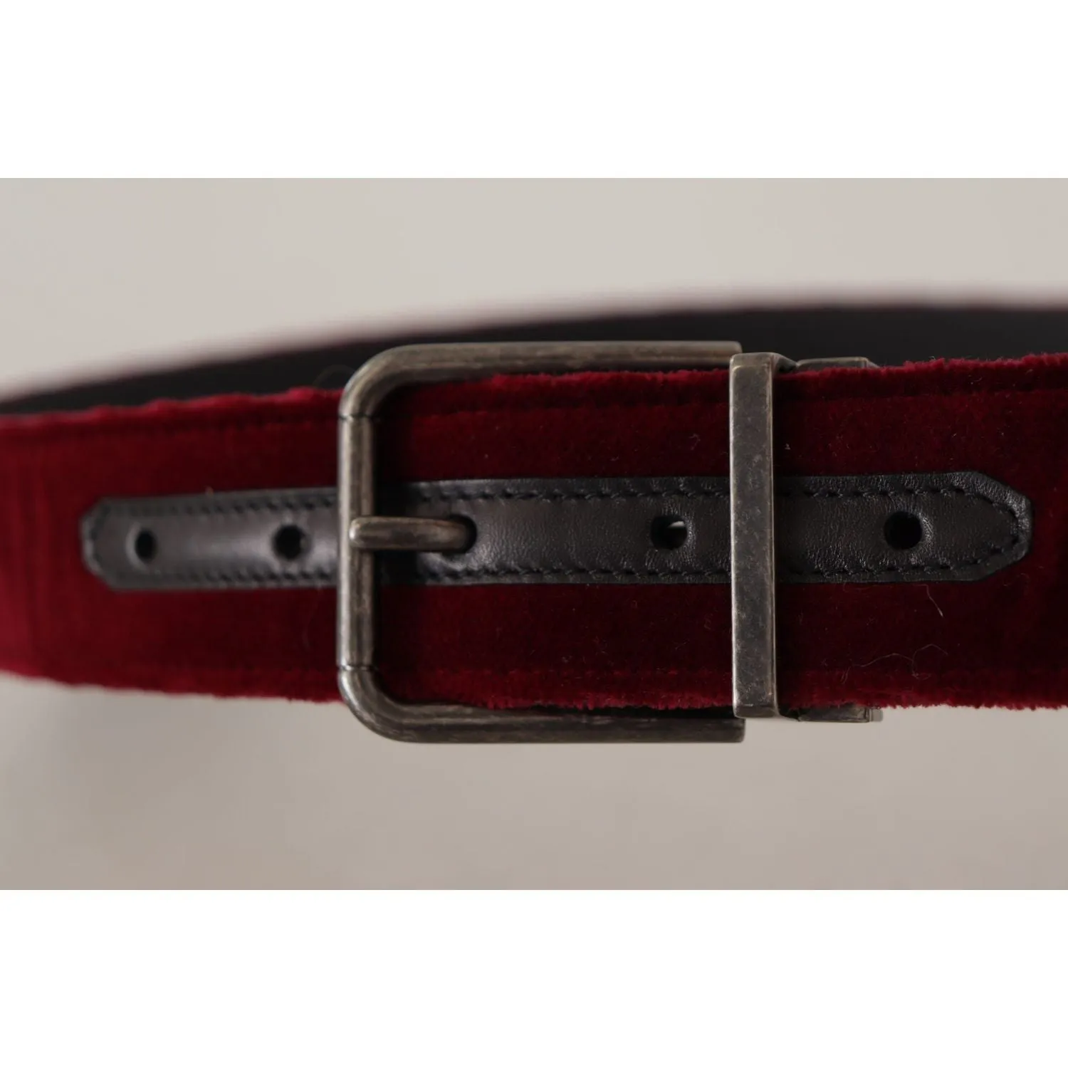 Dolce & Gabbana Velvet Maroon Elegance Belt