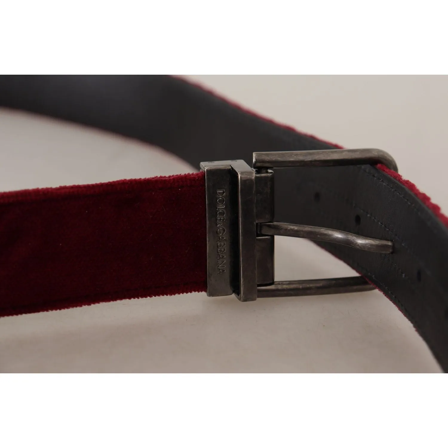 Dolce & Gabbana Velvet Maroon Elegance Belt