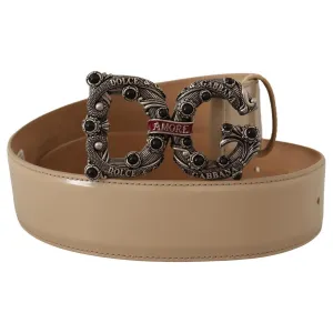 Dolce & Gabbana Vintage-Brass Logo Pearl Embellished Belt