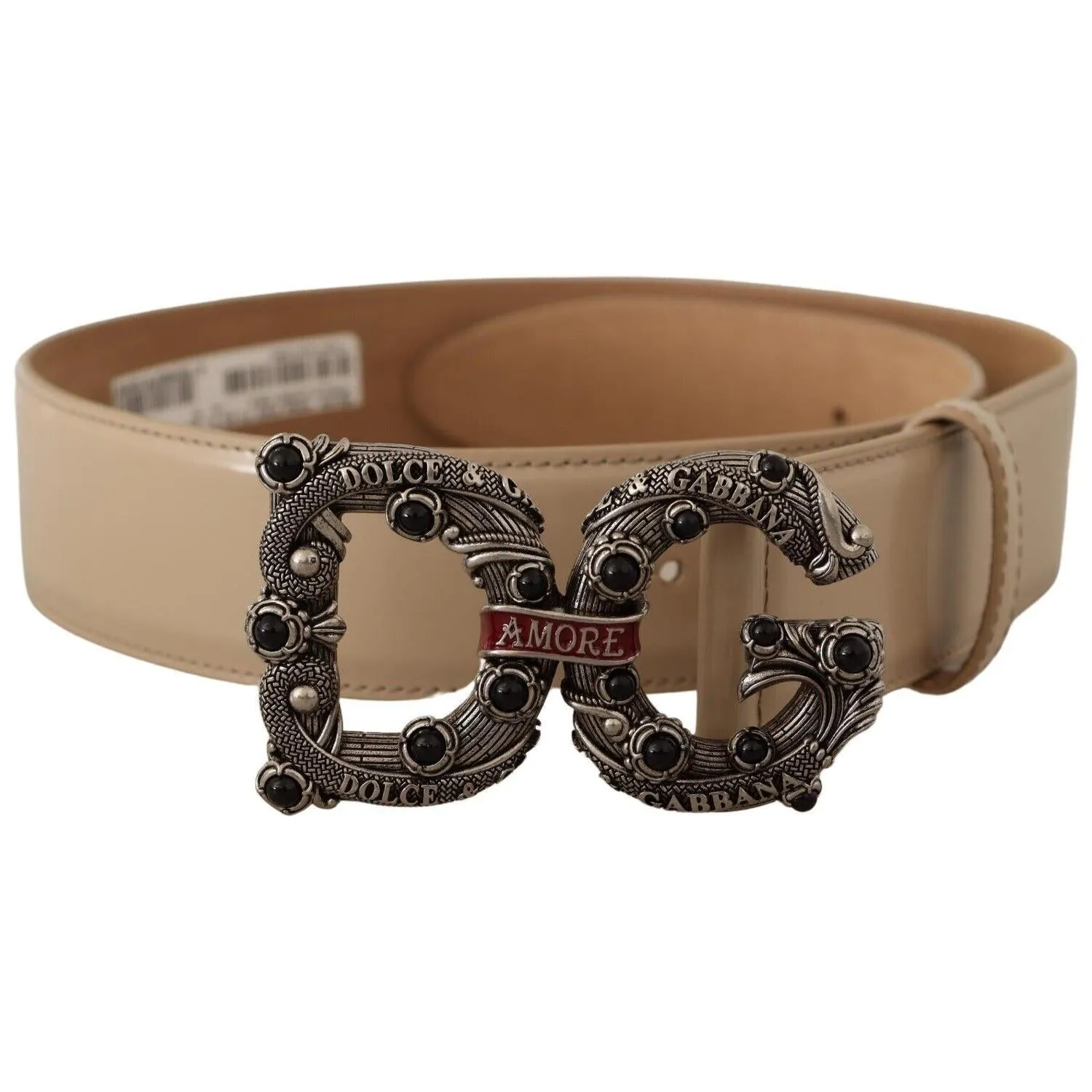 Dolce & Gabbana Vintage-Brass Logo Pearl Embellished Belt