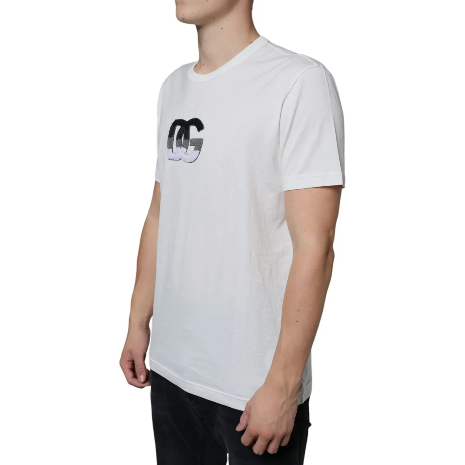 Dolce & Gabbana White Cotton DG Logo Print T-shirt