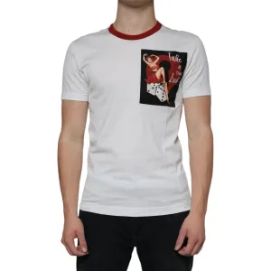 Dolce & Gabbana White Graphic Print Cotton Crew Neck T-shirt