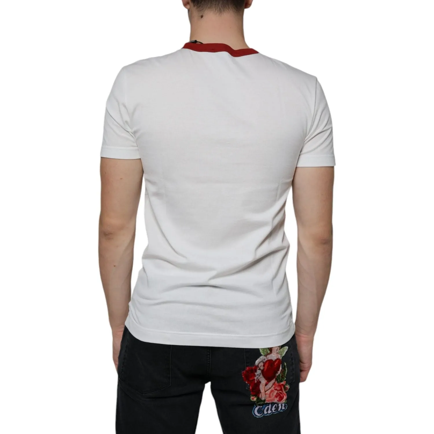 Dolce & Gabbana White Graphic Print Cotton Crew Neck T-shirt