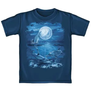 Dolphins Moon Adult Tee Shirt (Adult Medium