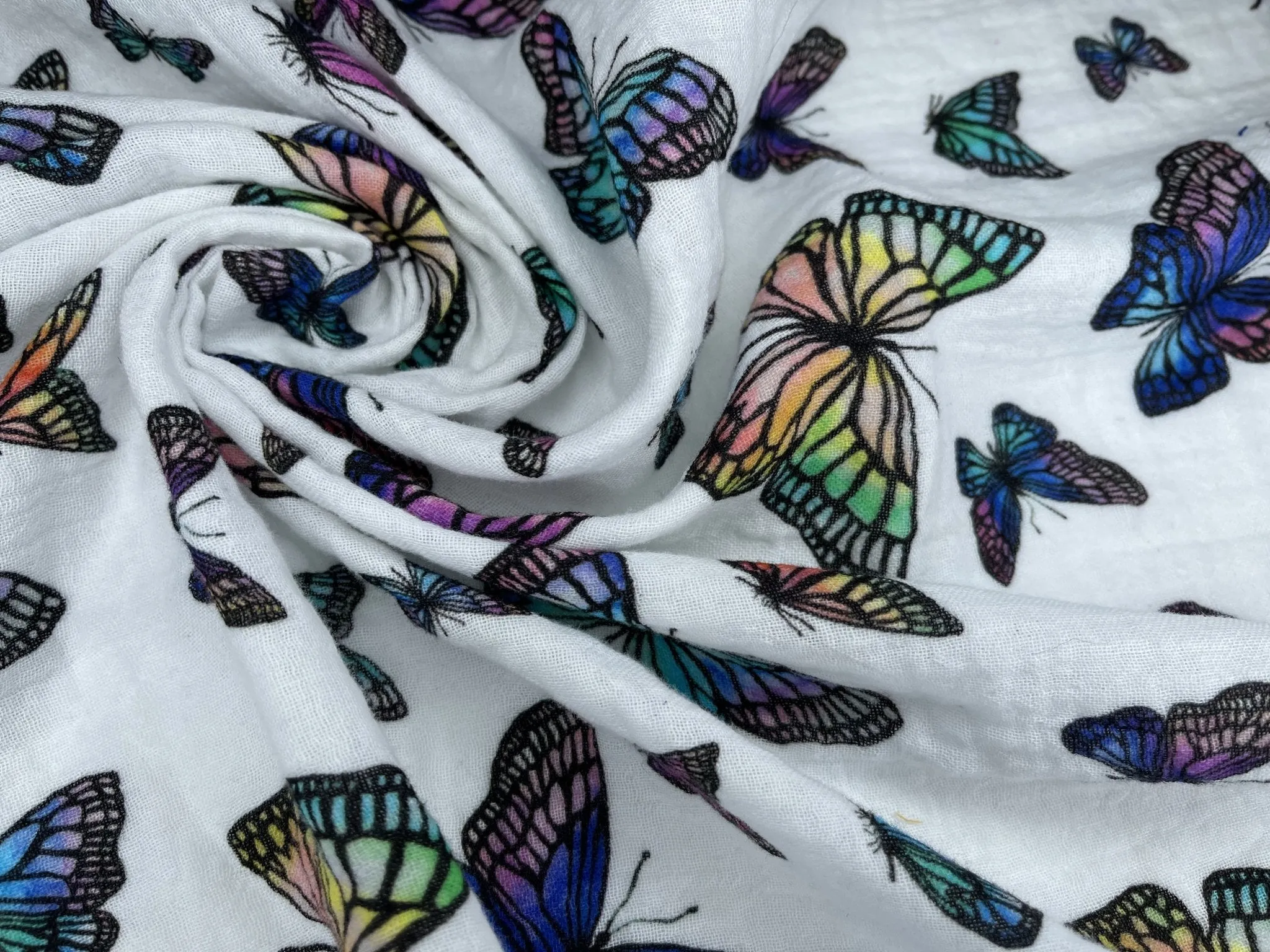 Double Gauze Muslin Butterflies Digital print Fabric