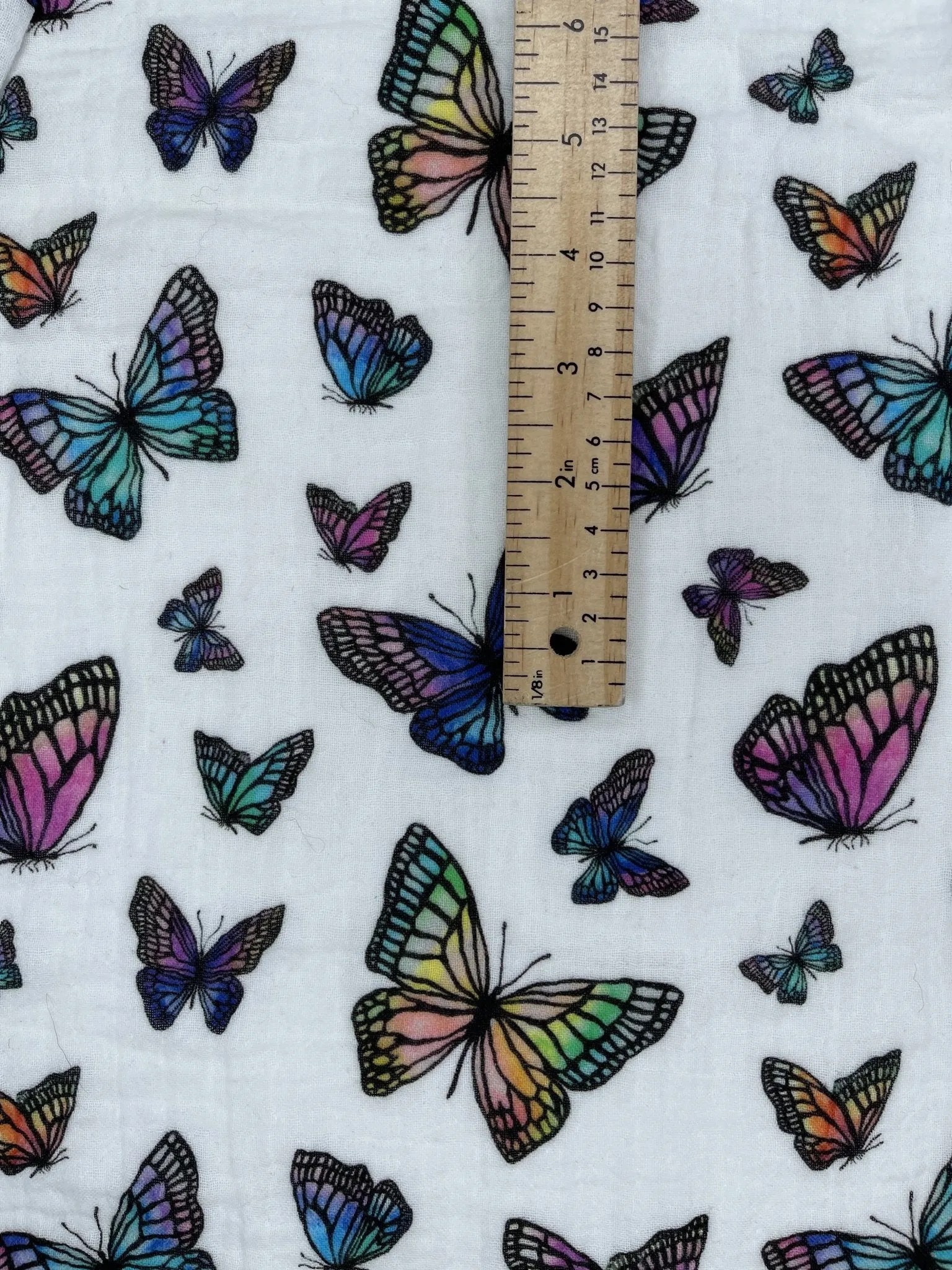 Double Gauze Muslin Butterflies Digital print Fabric