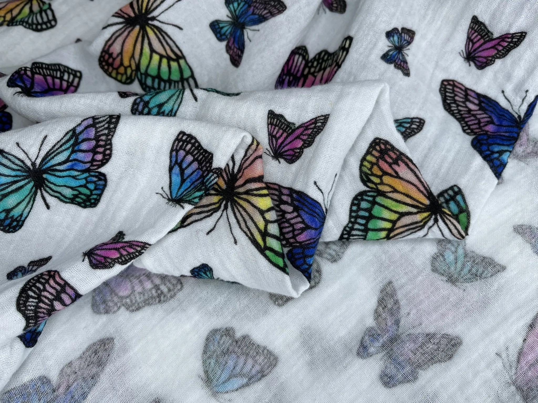 Double Gauze Muslin Butterflies Digital print Fabric