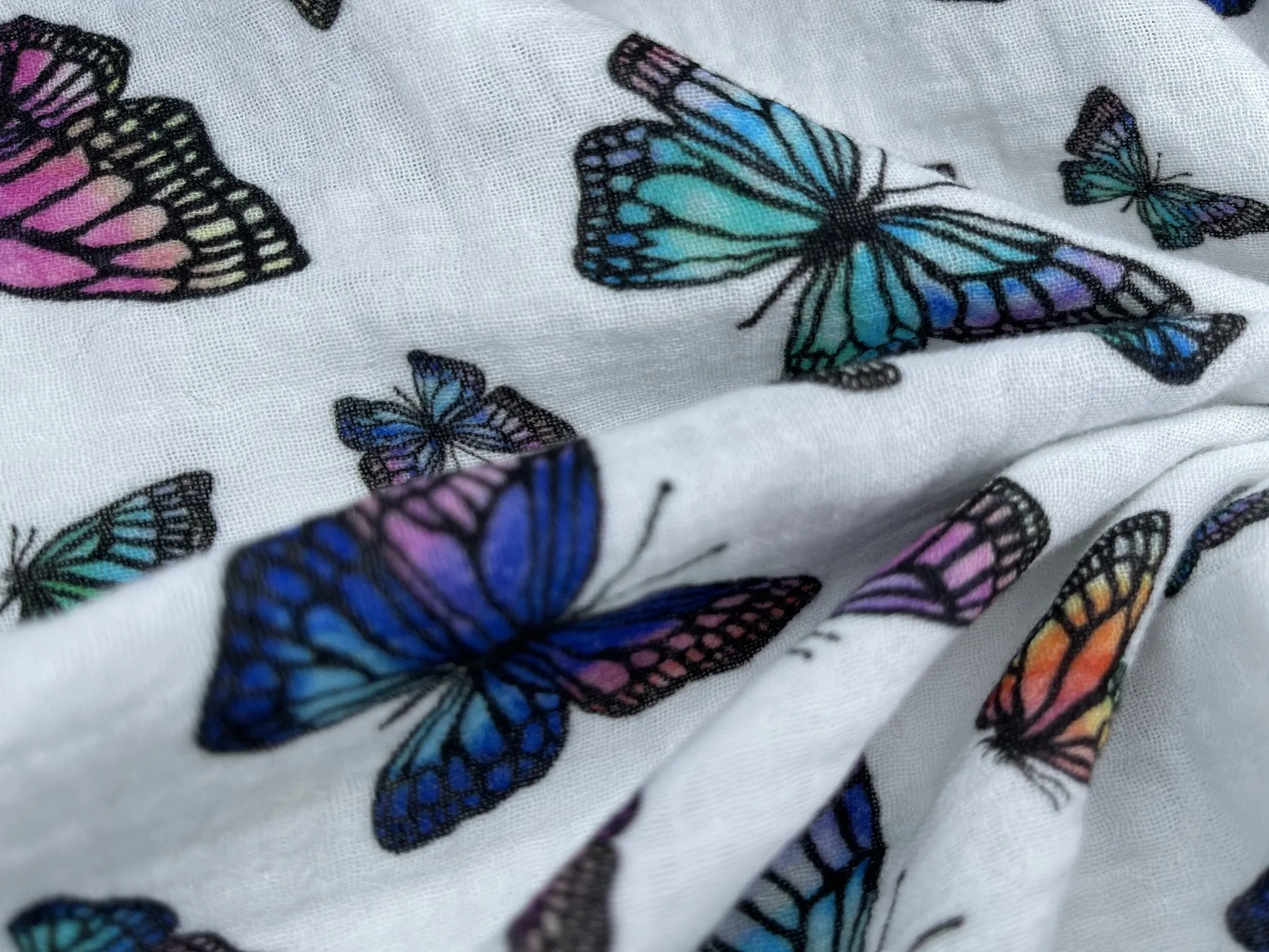 Double Gauze Muslin Butterflies Digital print Fabric