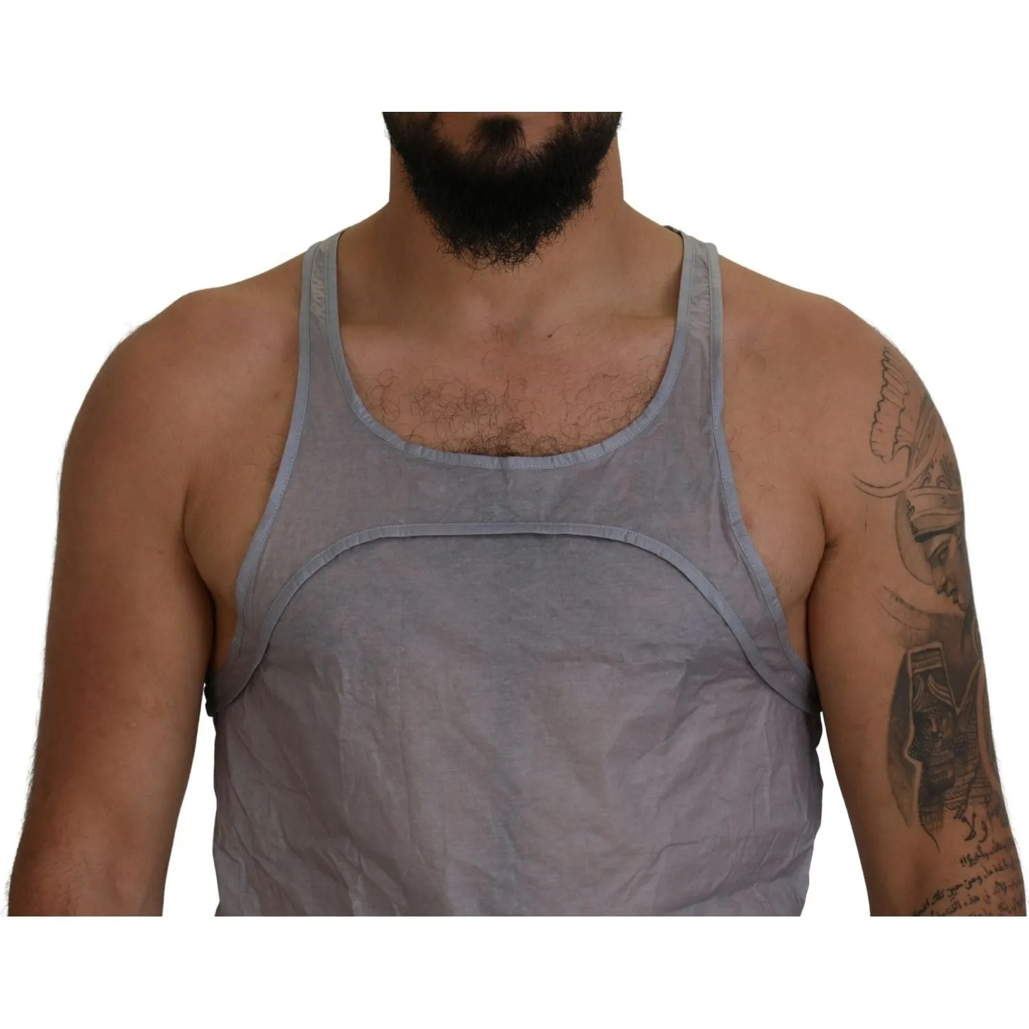 Dsquared² Light Gray Cotton Sleeveless Tank Men Top T-shirt