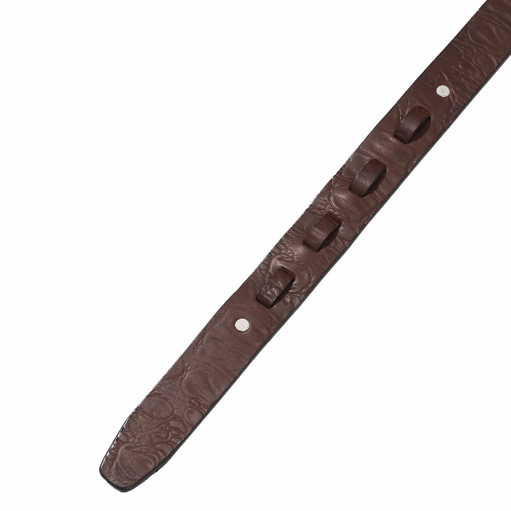 Engineered Garments Hoof Pick Buckle Belt (Brown Croc Embossed)