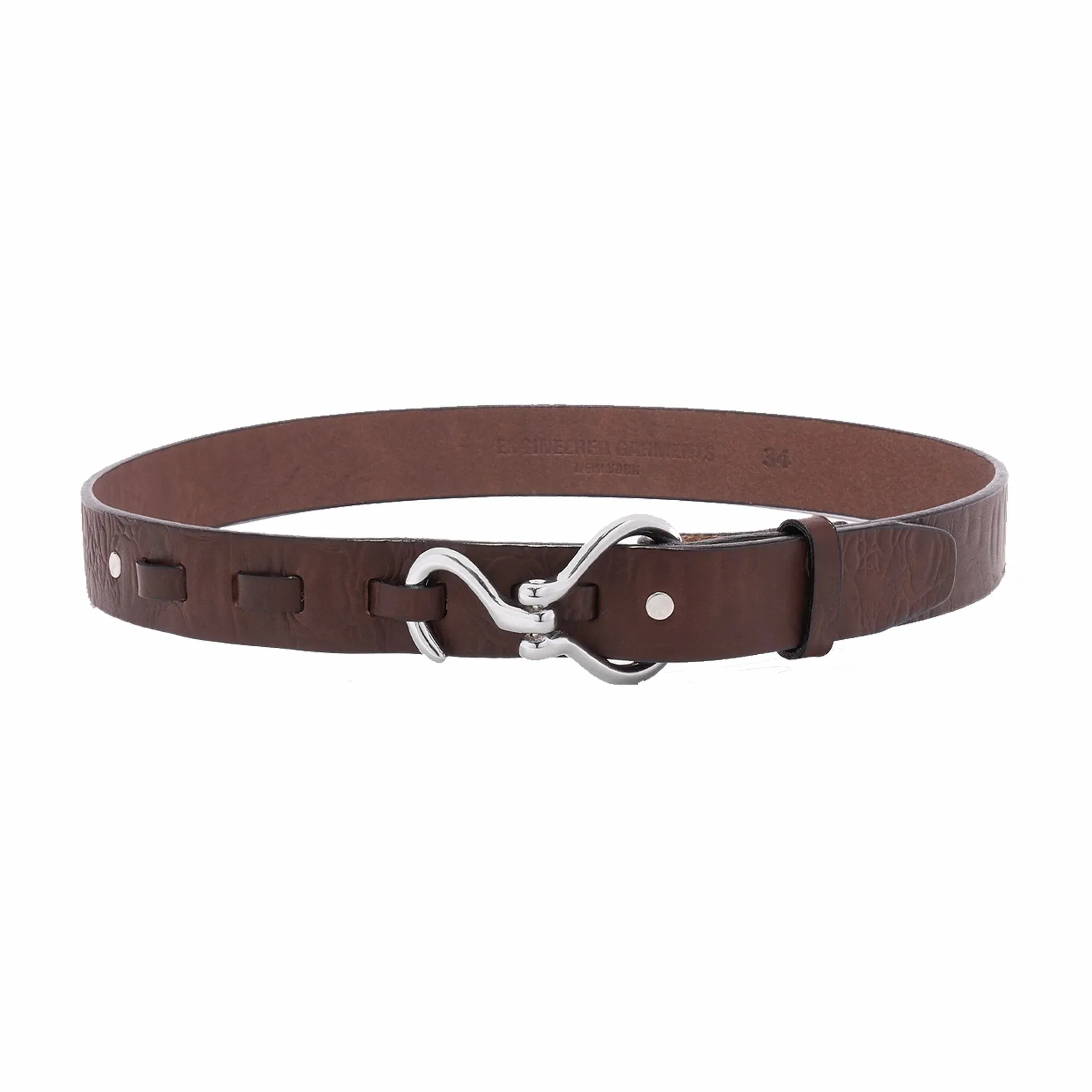 Engineered Garments Hoof Pick Buckle Belt (Brown Croc Embossed)