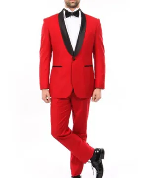 Fashionable Slim Red and Black Men's Tuxedo